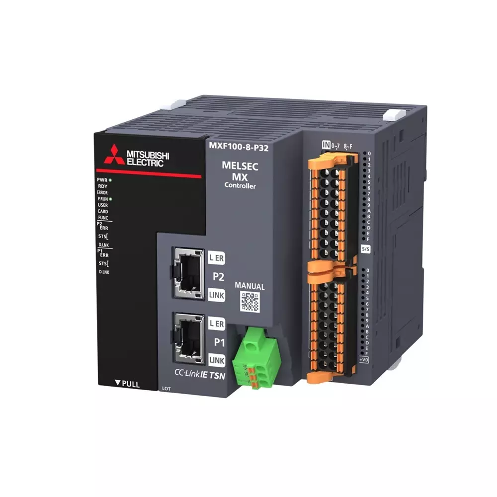 Mitsubishi Electric MX-F CPU Module with 16 Digital Inputs and 16 Transistor Output (Source Type), In-Built 2 Ethernet Ports and 8 Axis, MXF100-8-P32