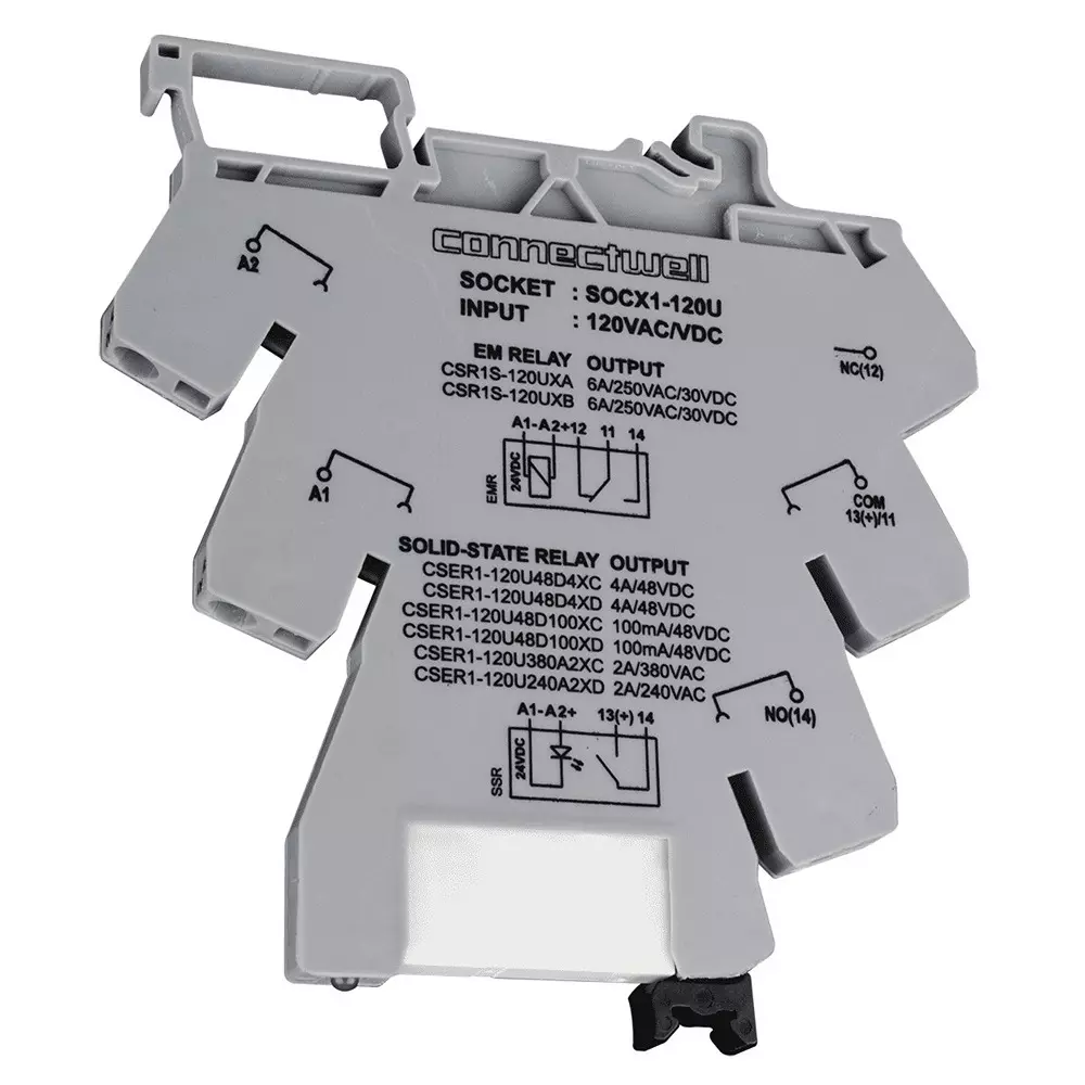 Connectwell Slim EMR Module 1 Changeover Single Channel 6 A with Plugable Relay Rail Mount, CSR1S-UXB Series