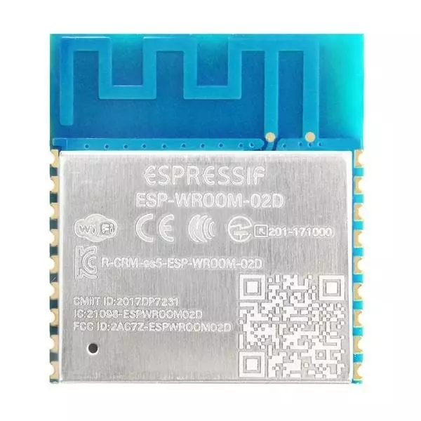Espressif WiFi Module 20 dBm Output Power 2.4 GHz to 2.5 GHz, ESP-WROOM-02D-N4