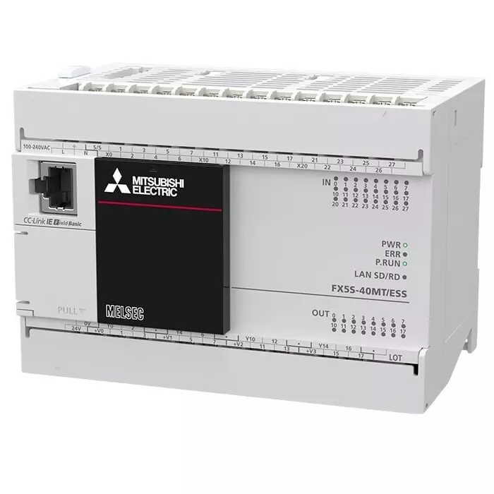 Mitsubishi Electric MELSEC IQ-F SERIES PLC CPU Module FX5S Type with 24 Digital Inputs and 16 Transistor Output (Source Type), FX5S-40MT/ESS-G