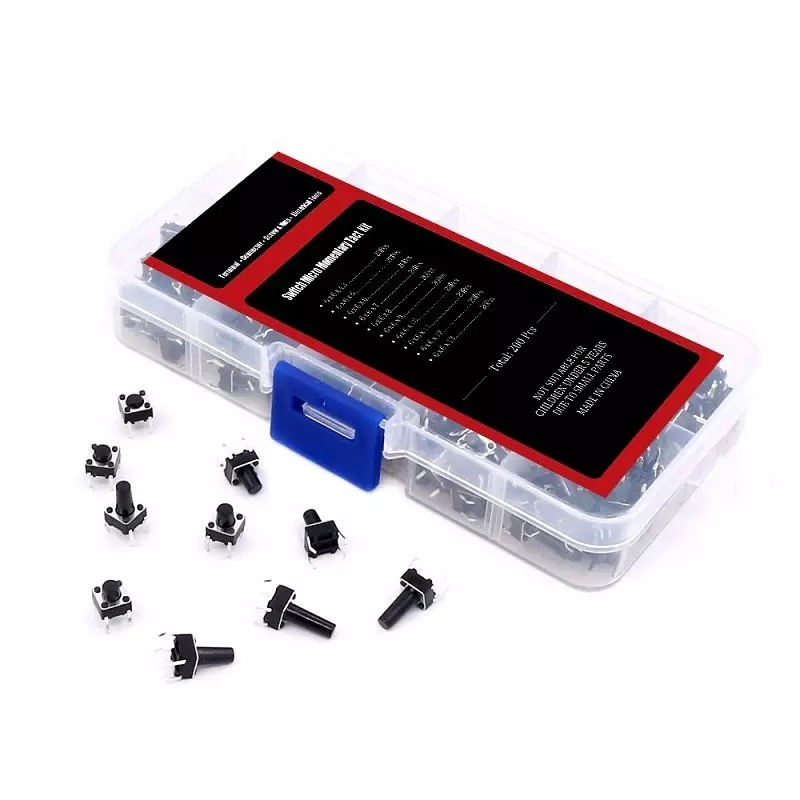 Orange 200PCS 6mm Light Push Button Switch Kit (10 Shaft size)
