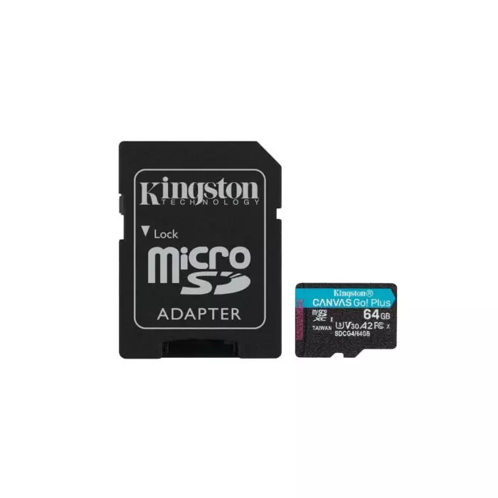 Kingston 64 GB MicroSDXC Micro SD Card, A2, Class 10, U3, UHS-I, V30, SDCG4/64GB