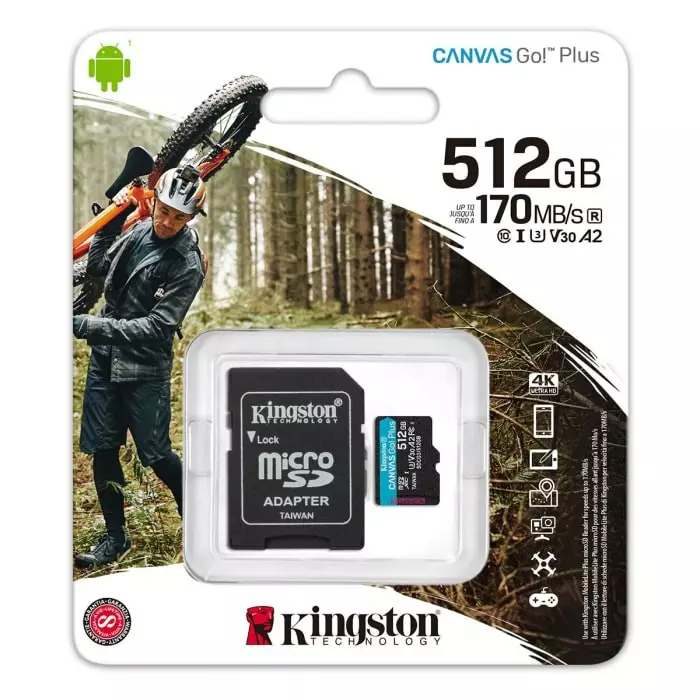 Kingston 512 GB MicroSDXC Micro SD Card, Class 10, SDCG3/512GB