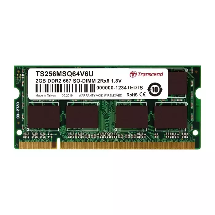 Transcend 2 GB DDR2 Desktop, Laptop RAM, 667Mbit/s, SODIMM, 1.8V, TS256MSQ64V6U
