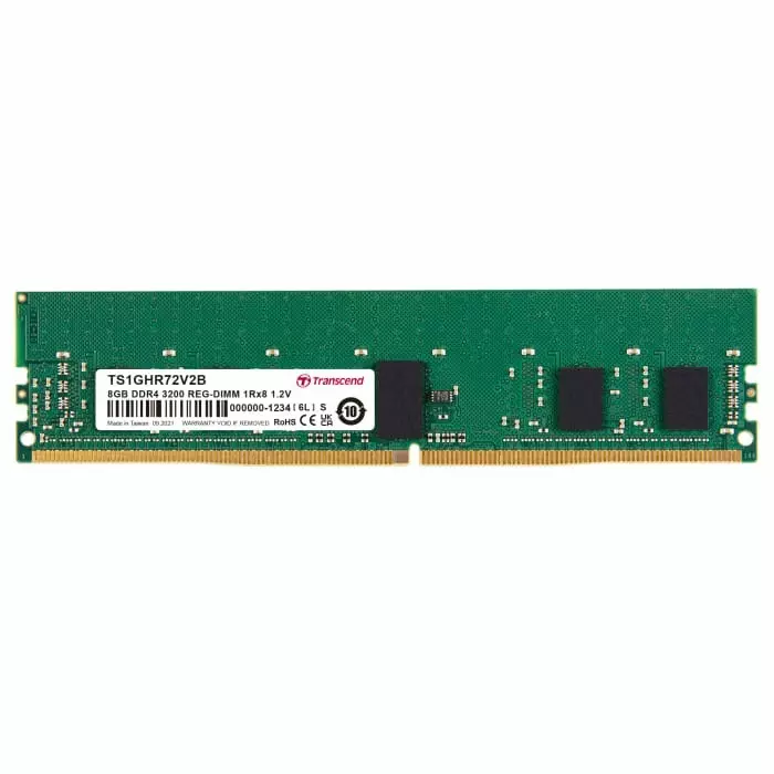 Transcend 8 GB DDR4 Desktop, Server RAM, 3200Mbit/s, RDIMM, 1.2V, TS1GHR72V2B