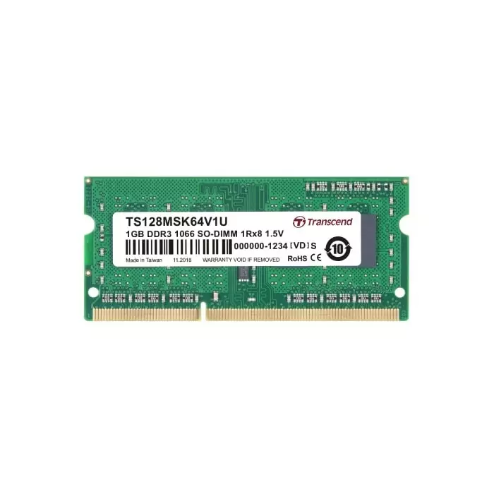 Transcend 1 GB DDR3 Desktop, Laptop RAM, 1066Mbit/s, SODIMM, 1.5V, TS128MSK64V1U