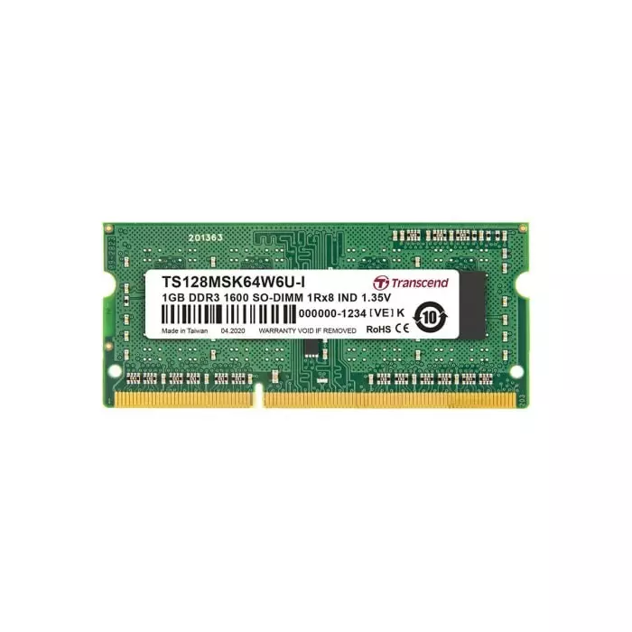 Transcend 1 GB DDR3L RAM, 1600Mbit/s, SODIMM, 1.35V, TS128MSK64W6U-I