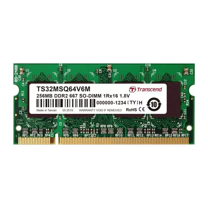 Transcend 256 MB DDR2 Desktop, Laptop RAM, 667Mbit/s, SODIMM, 1.8V, TS32MSQ64V6M