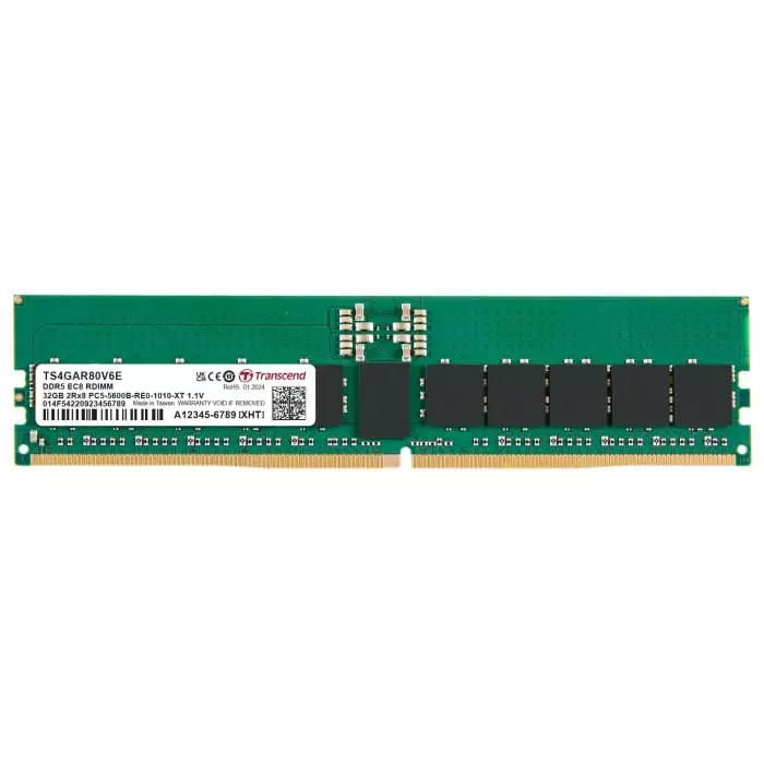 Transcend 32 GB DDR5 Server RAM, 4800Mbit/s, RDIMM, 1.1V, TS4GAR80V8E