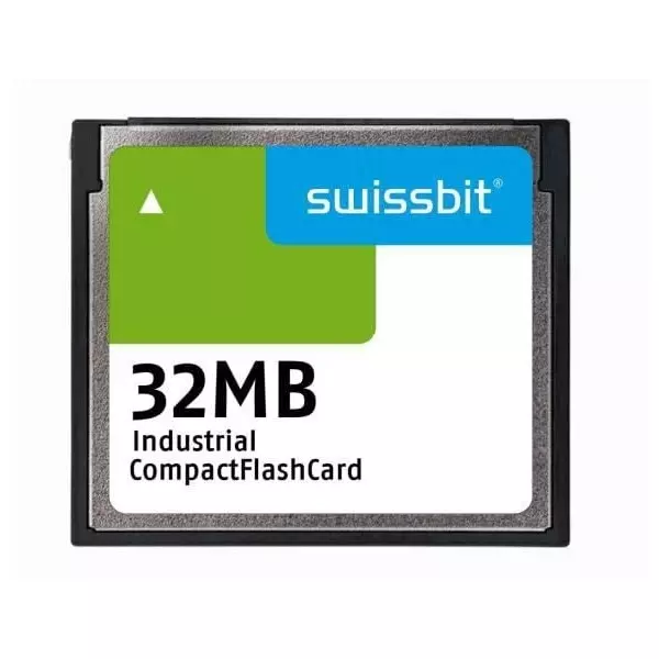 SWISSBIT Industrial Compact Flash Card 32 MB Memory Size 42.8x36.4x3.3 mm, SFCF0032H1BK1WI-I-MS-513-STD