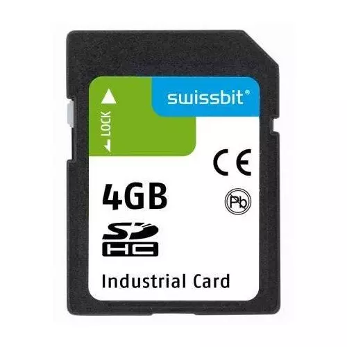 SWISSBIT Industrial SD Card 4 GB Memory Size 32x24x2.1 mm, SFSD4096L1AS1TO-I-ME-221-STD