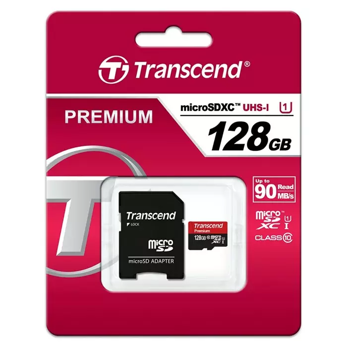 Transcend 128 GB MicroSDXC Micro SD Card, Class 10, UHS-1 U1, TS128GUSDU1