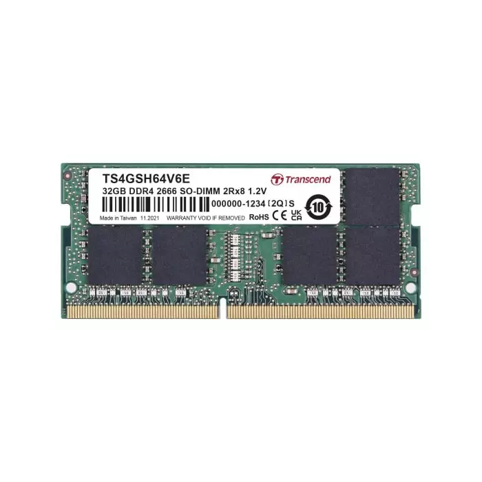 Transcend 32 GB DDR4 Desktop, Laptop RAM, 2666Mbit/s, SODIMM, 1.2V, TS4GSH64V6E