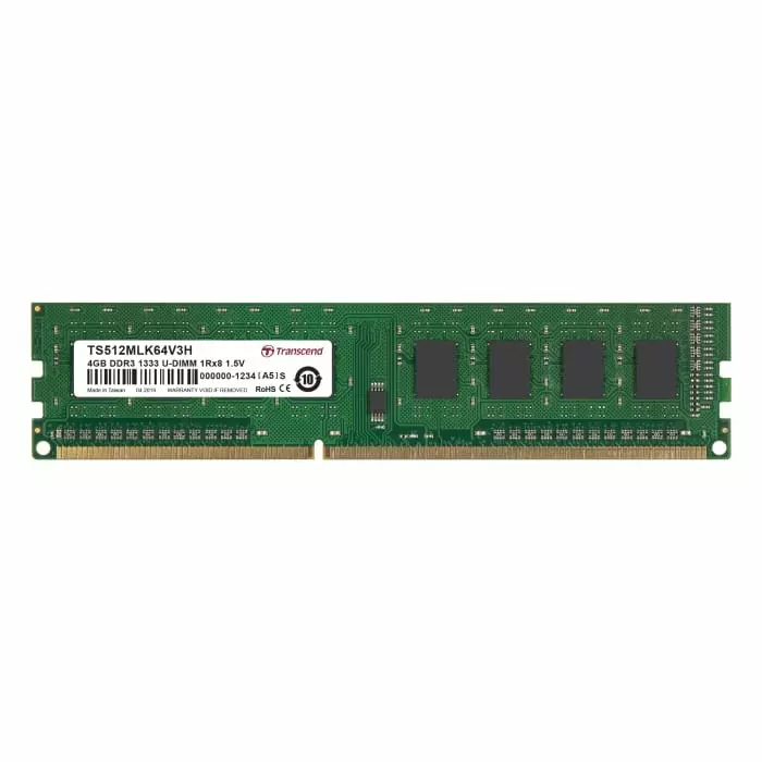 Transcend 4 GB DDR3 Desktop, Laptop RAM, 1333Mbit/s, UDIMM, 1.5V, TS512MLK64V3H