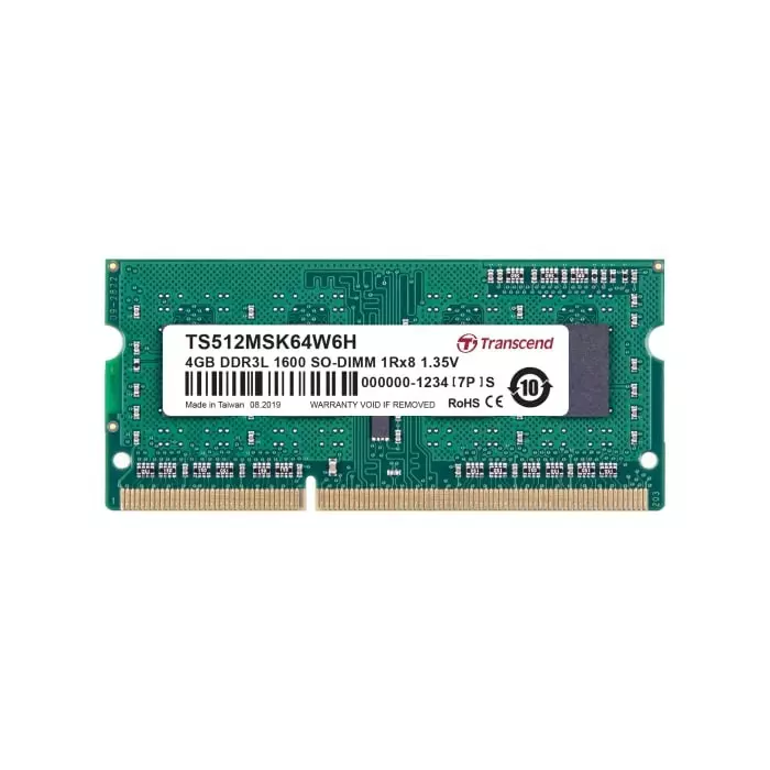 Transcend 4 GB DDR3L RAM, 1600Mbit/s, SODIMM, 1.35V, TS512MSK64W6H