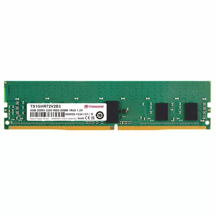 Transcend 8 GB DDR4 Server RAM, 3200Mbit/s, RDIMM, 1.2V, TS1GHR72V2B3