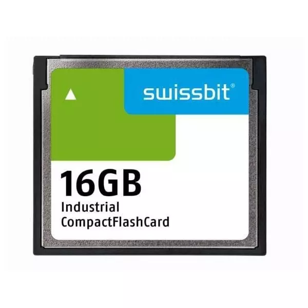 SWISSBIT Industrial Compact Flash Card 16 GB Memory Size 42.8x36.4x3.3 mm, SFCF016GH1AF4TO-I-MS-523-STD