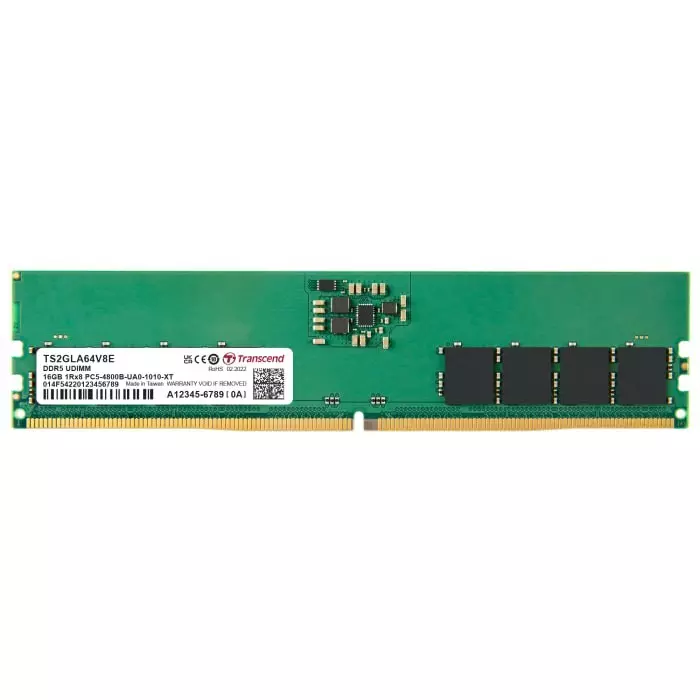 Transcend 16 GB DDR5 Server RAM, 4800Mbit/s, UDIMM, 1.1V, TS2GLA64V8E