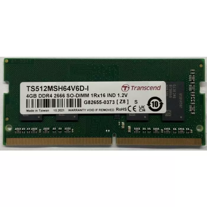 Transcend 4 GB DDR4 RAM, 2666Mbit/s, SODIMM, 1.2V, TS512MSH64V6D-I