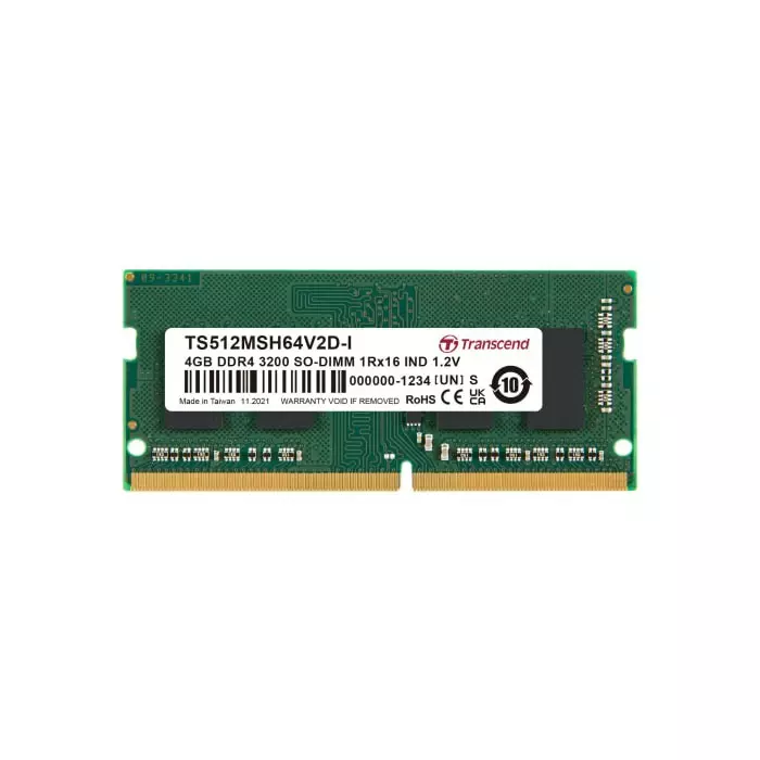 Transcend 4 GB DDR4 RAM, 3200Mbit/s, SODIMM, 1.2V, TS512MSH64V2D-I