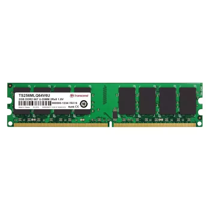 Transcend 2 GB DDR2 Desktop, Laptop RAM, 667Mbit/s, UDIMM, 1.8V, TS256MLQ64V6U