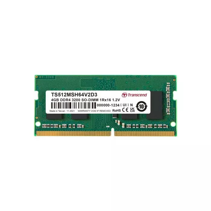 Transcend 4 GB DDR4 Desktop, Laptop RAM, 3200Mbit/s, SODIMM, 1.2V, TS512MSH64V2D3