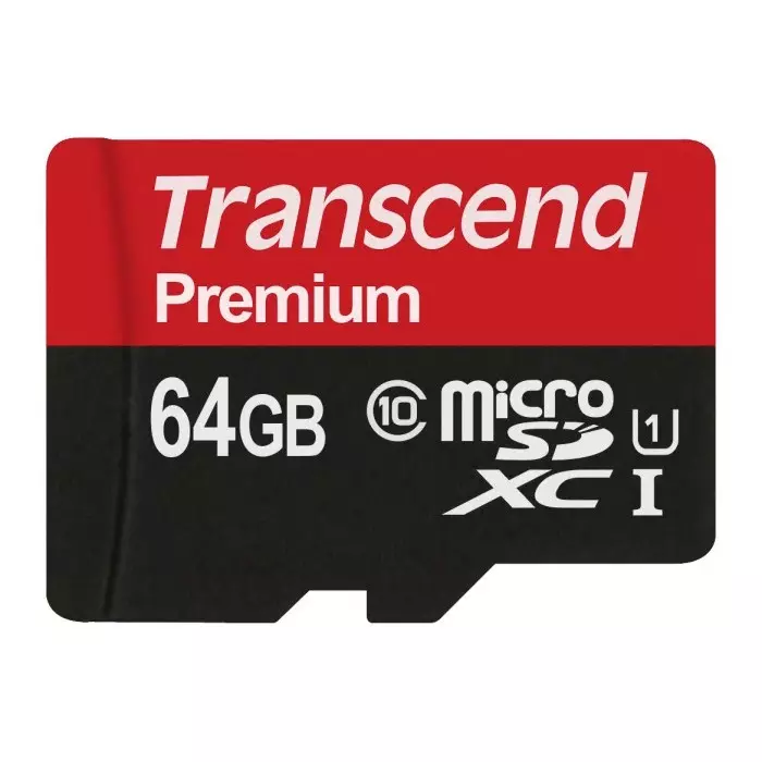 Transcend 64 GB MicroSDXC Micro SD Card, Class 10, UHS-1 U1, TS64GUSDU1