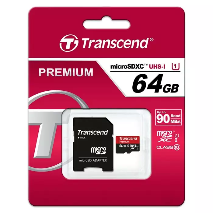 Transcend 64 GB MicroSDXC Micro SD Card, Class 10, UHS-1 U1, TS64GUSDU1