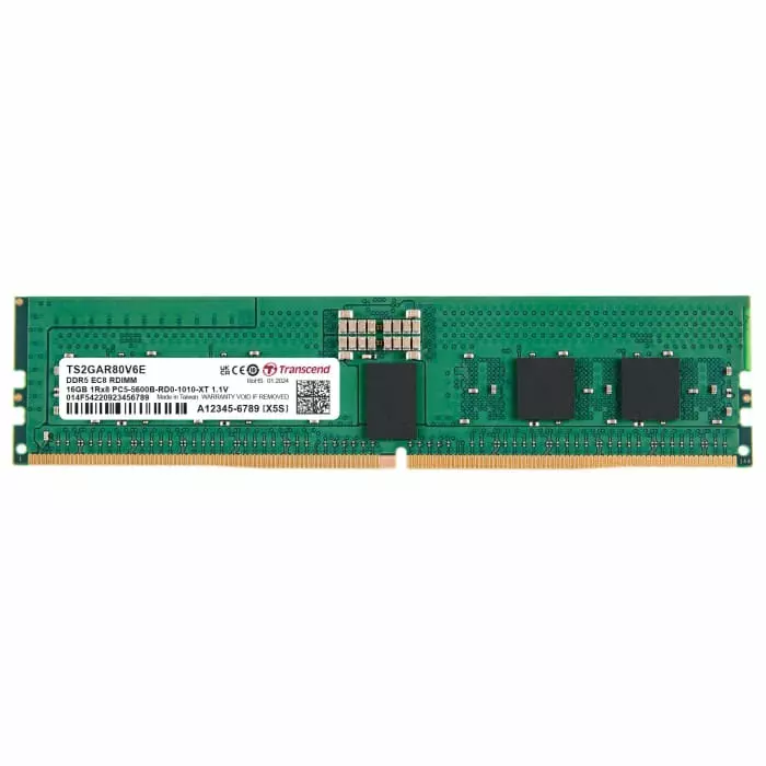 Transcend 16 GB DDR5 Server RAM, 5600Mbit/s, RDIMM, 1.1V, TS2GAR80V6E