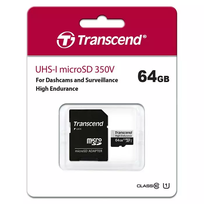 Transcend 64 GB MicroSDXC Micro SD Card, Class 10, UHS-I U1, TS64GUSD350V