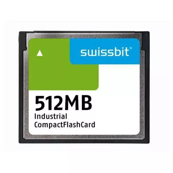 SWISSBIT Compact Flash Card 512 MB Memory Size 42.8x36.4x3.3 mm, SFCF0512H1BK1MT-C-MS-553-SMA