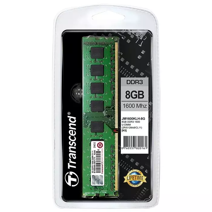 Transcend 8 GB DDR3 Desktop RAM, 1600MHz, DIMM, 1.5V, TS1GLK64V6H