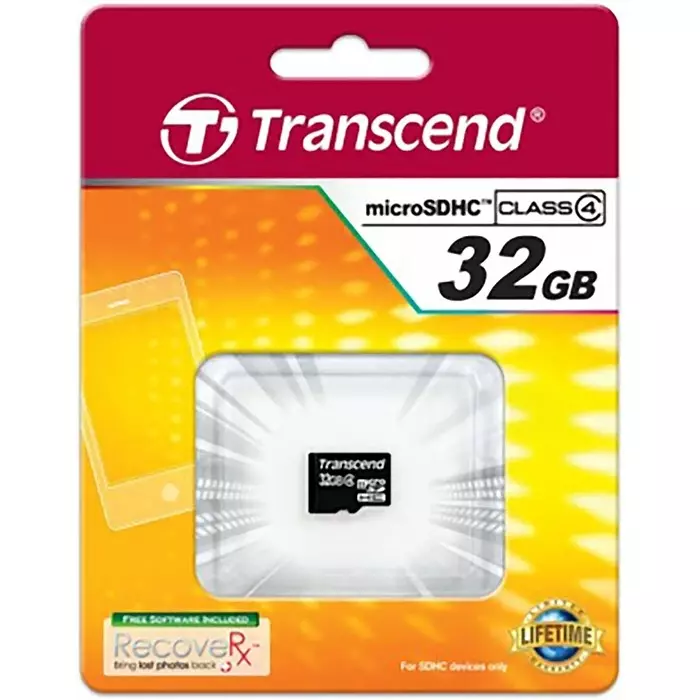 Transcend 32 GB MicroSDHC Micro SD Card, Class 4, TS32GUSDC4