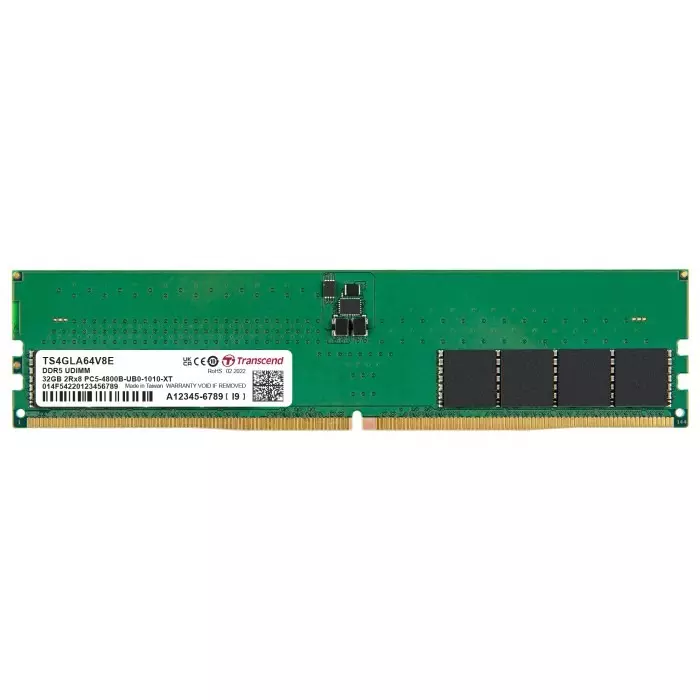 Transcend 32 GB DDR5 Server RAM, 4800Mbit/s, UDIMM, 1.1V, TS4GLA64V8E