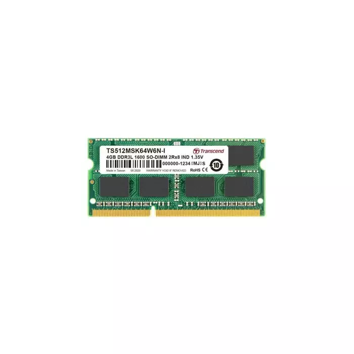 Transcend 4 GB DDR3L RAM, 1600Mbit/s, SODIMM, 1.35V, TS512MSK64W6N-I