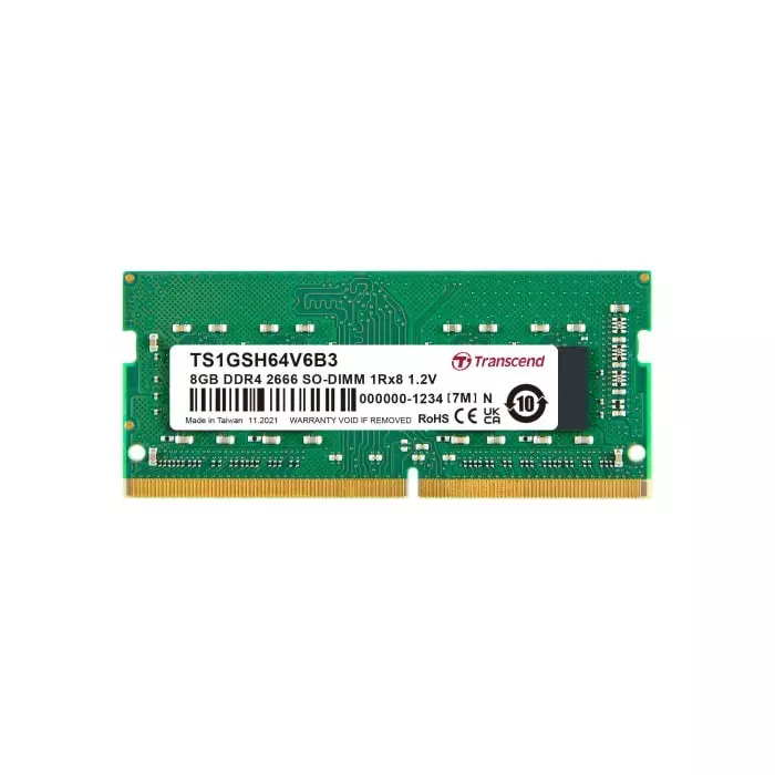 Transcend 8 GB DDR4 Desktop, Laptop RAM, 2666Mbit/s, SODIMM, 1.2V, TS1GSH64V6B3