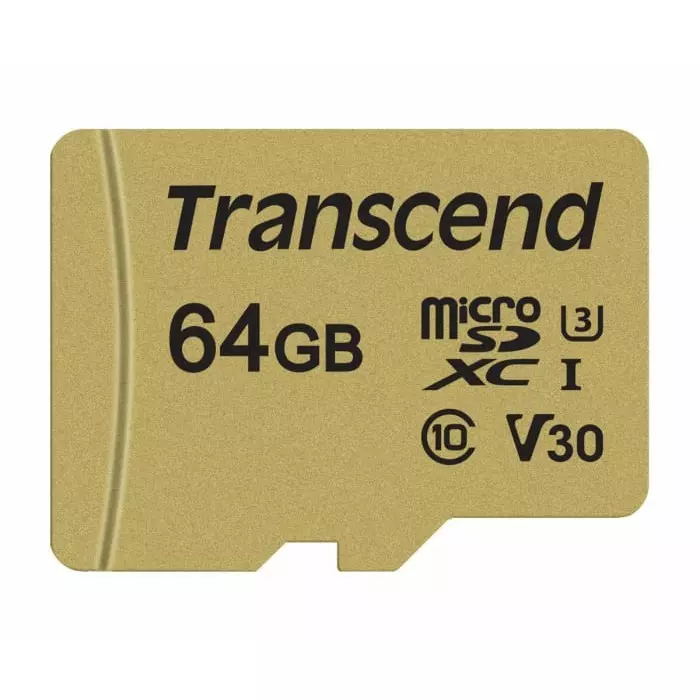 Transcend 64 GB MicroSDXC Micro SD Card, Class 10, UHS-I U1, UHS-I U3, V30, TS64GUSD500S