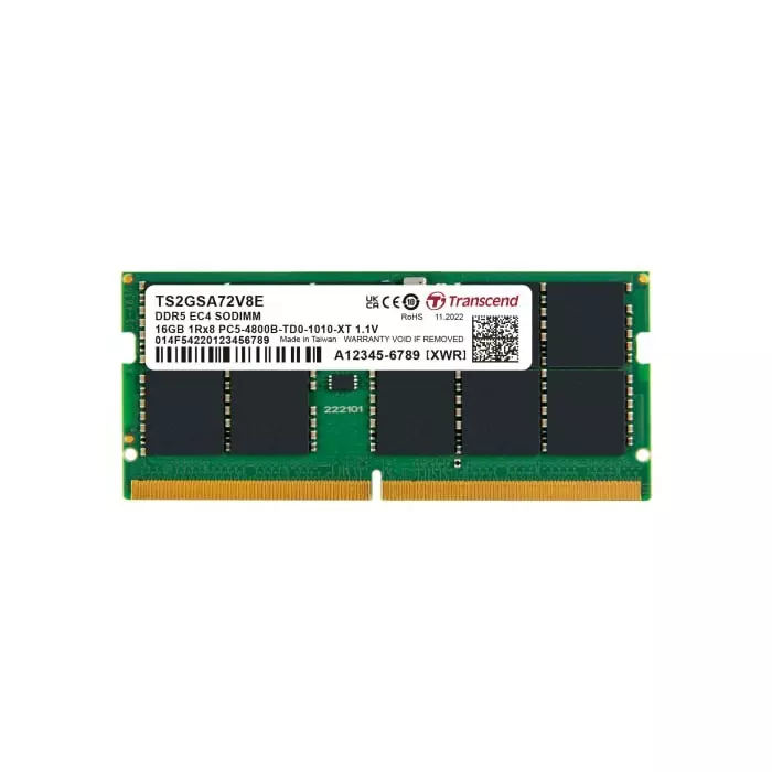 Transcend 16 GB DDR5 Desktop, Server RAM, 4800Mbit/s, SODIMM, 1.1V, TS2GSA72V8E
