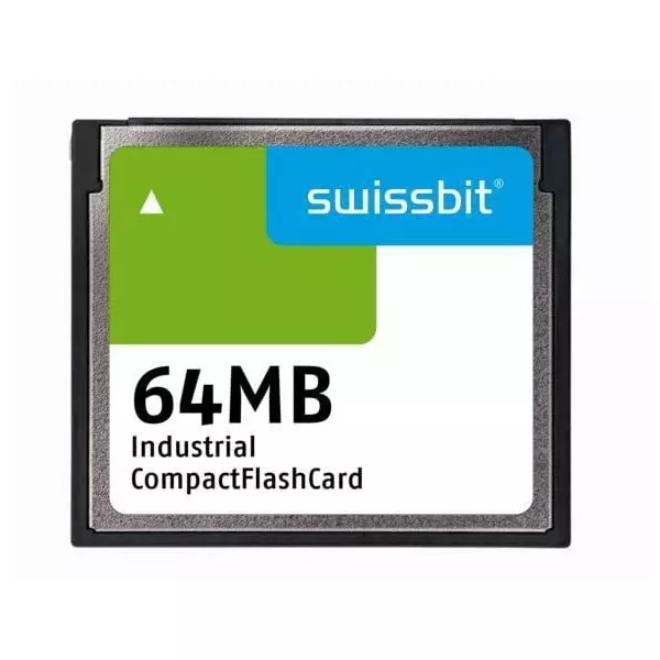 SWISSBIT Industrial Compact Flash Card 64 MB Memory Size 42.8x36.4x3.3 mm, SFCF0064H1BK1WI-I-MS-513-STD