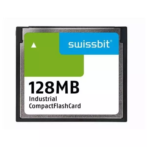 SWISSBIT Industrial Compact Flash Card 128 MB Memory Size 42.8x36.4x3.3 mm, SFCF0128H1BK1WI-I-MS-513-STD