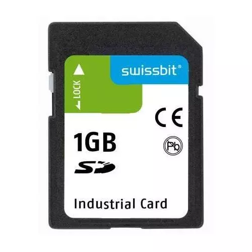 SWISSBIT Industrial SD Card 1 GB Memory Size 32x24x2.1 mm, SFSD1024L1AS1TO-E-DF-221-STD