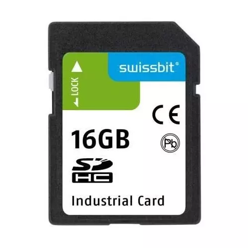 SWISSBIT Industrial SD Card 16 GB Memory Size 32x24x2.1 mm, SFSD016GL1AS1TO-E-QG-221-STD
