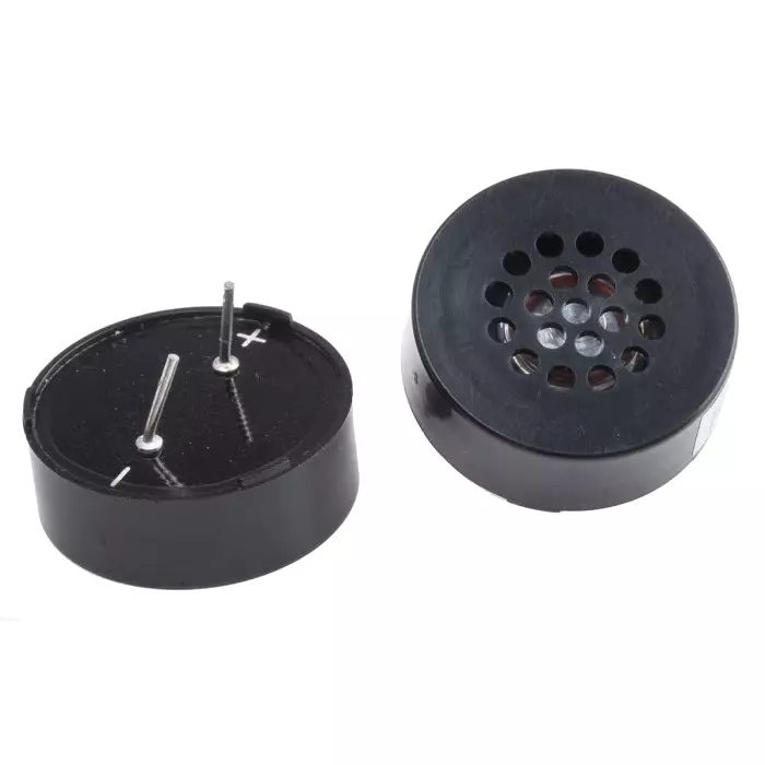 RS PRO 32? 0.1W Miniature Speaker 22.8mm Dia.  6mm Lead Length, 22.8 (Dia.) x 8.7mm Model No 1710901
