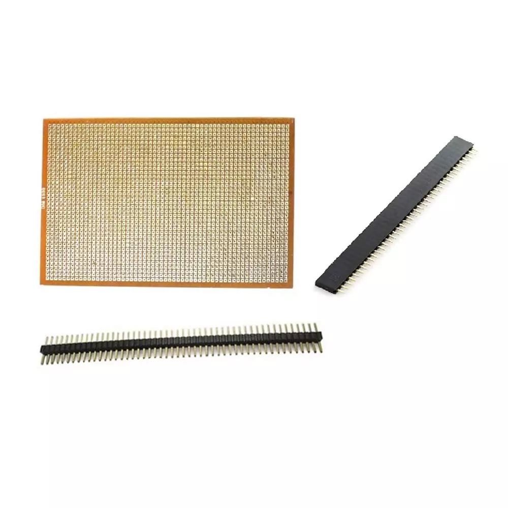 Invento General Purpose Zero Printed Circuit Board 6x4 inch with Female Header Berg Strip & Male Header Berg Strip, ISC 1524-3 (Pack of 10 Kit)