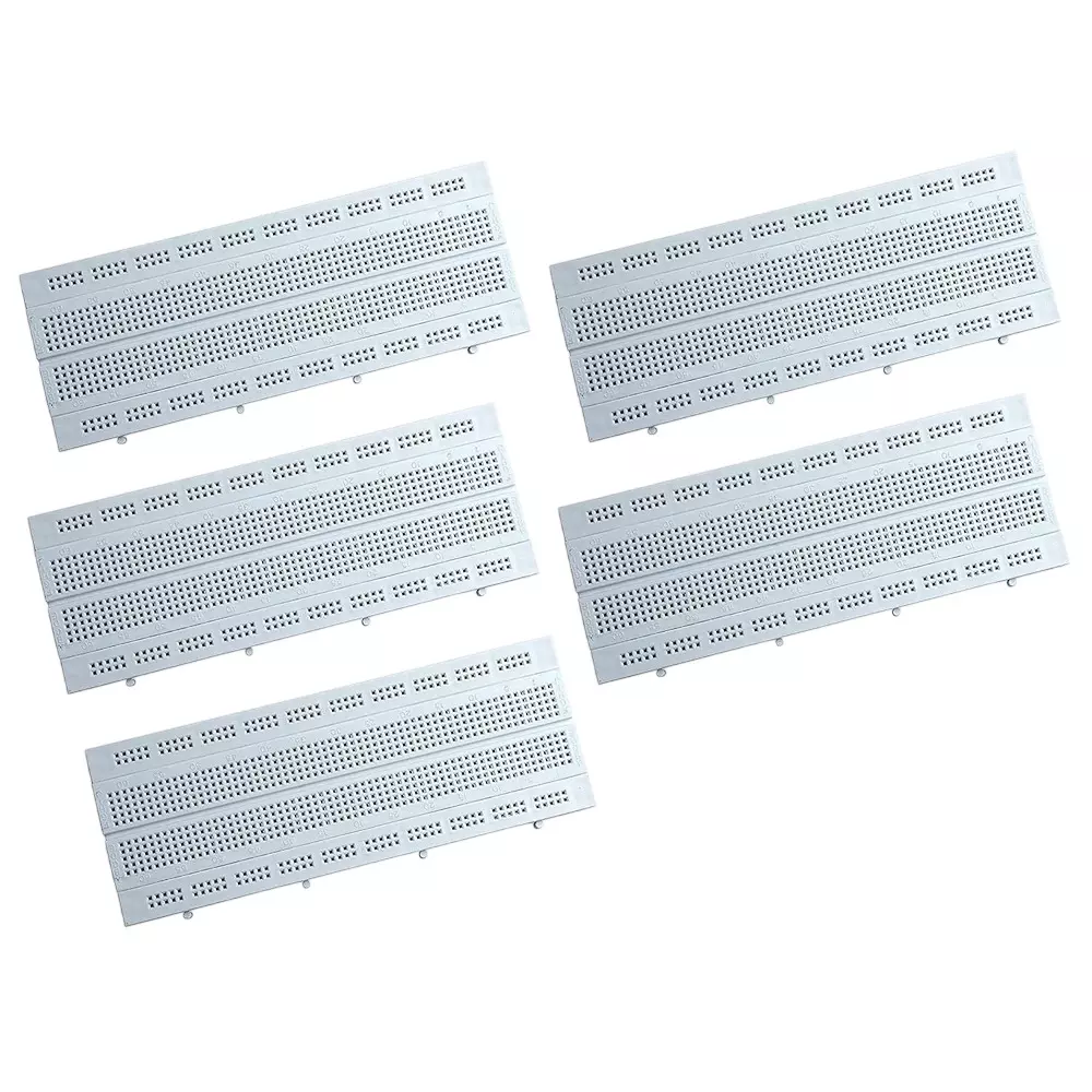 Invento PCB Bread Board Kit 840 Tie Points Solderless Prototype Nickel Plated 175x67x8 mm Size, GL-12 (Pack of 5 Pcs)