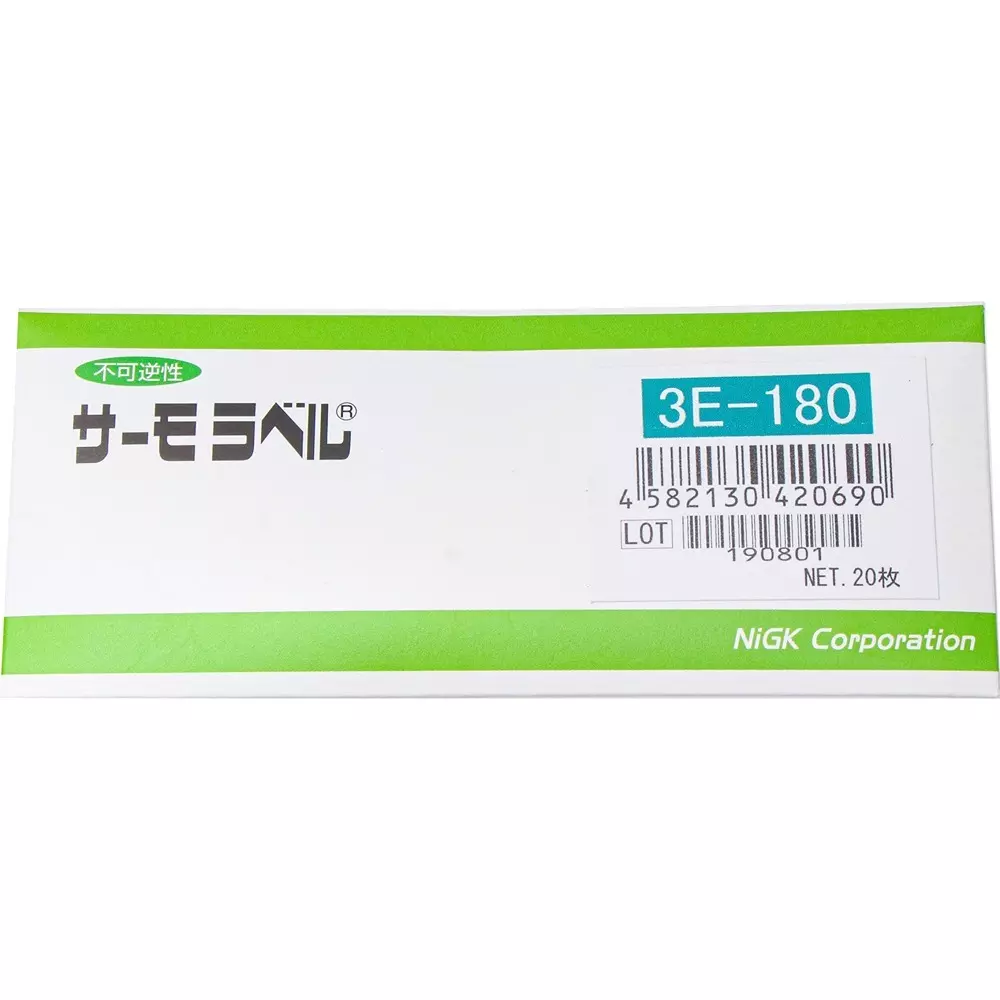 Nisshinbo Giken Kogyo Thermo Label Temperature Indicator Labels 180-190-200°C and 30 mm Width, 3E-180 (Pack of 20 Pcs)