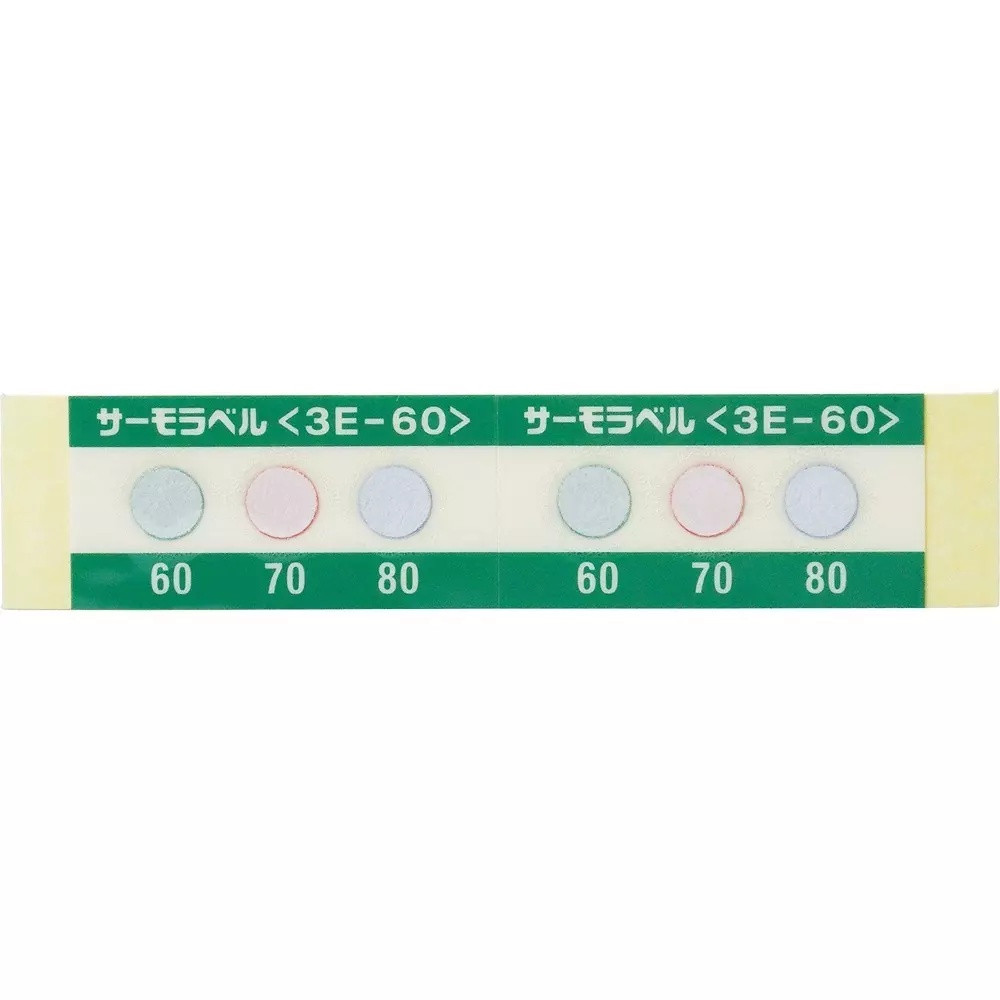 Nisshinbo Giken Kogyo Thermo Label Temperature Indicator Labels 60-70-80°C and 30 mm Width, 3E-60 (Pack of 20 Pcs)