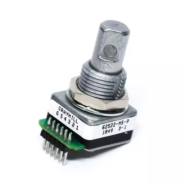GRAYHILL Incremental Optical Encoder PCB Mount 16 PPR Optical 16 Detent 2 Channel, 62S22-M5-P