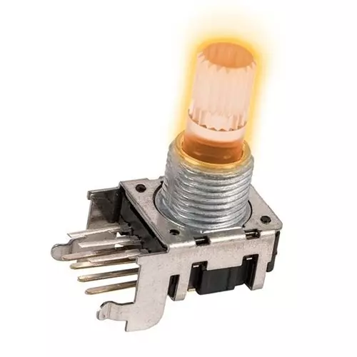 CTS Incremental Encoder PCB Mount 12 PPR Mechanical 12 Detent 2 Channel, 12CE2Y25B12A12