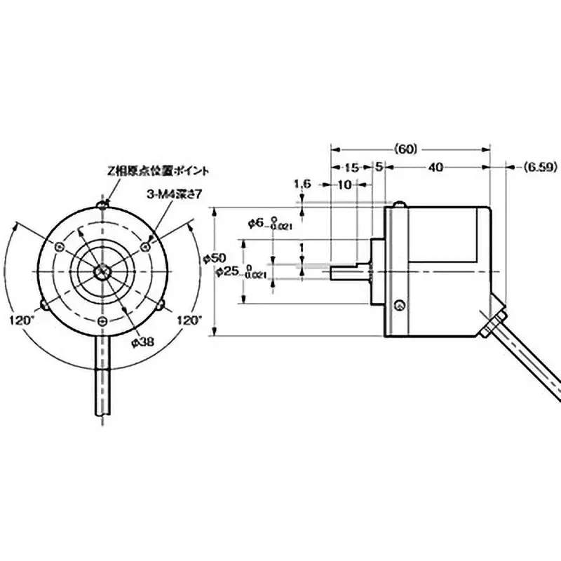Omron Rotary Encoder Incremental Type, E6C2-CWZ6C 1024P/R 2M